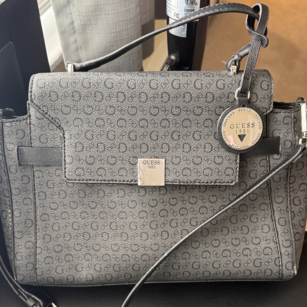 GUESS Patterned Gray Satchel